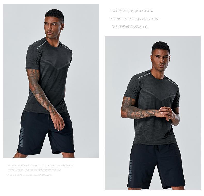 Мужская быстросохнущая футболка из ледяного шелка для повседневного фитнеса - с коротким рукавом, круглым вырезом, больших размеров, летняя спортивная футболка для бега