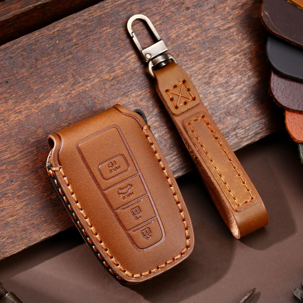 Leather Car Key Case Cover Case Fob Protector Accessories for Toyota Carola Vios Camry Corolla Keychain Holder Keyring Shell Bag