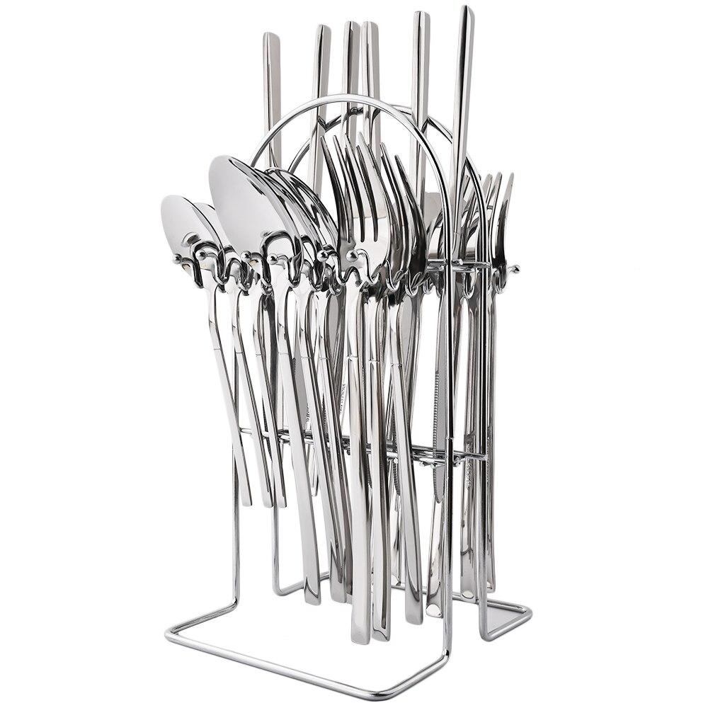 24 шт./6 комплектов, набор столовых приборов из черного золота, западный нож, вилка, ложка, набор столовых приборов с подставкой, посуда из нержавеющей стали, держатель для столовых приборов, посуда