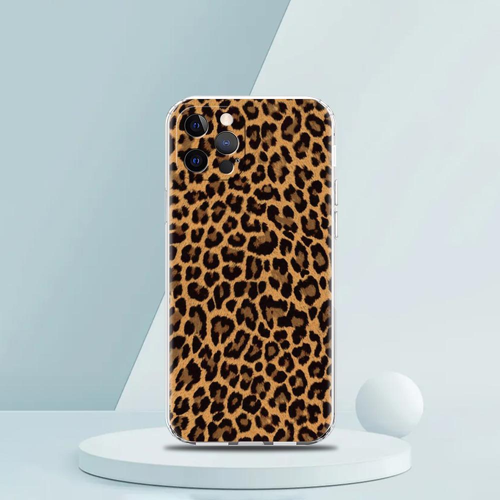 Для iPhone 15 16 14 13 12 mini 11 Pro Max XS X XR SE 7 8 Plus Силиконовый Прозрачный Чехол Леопард Гепард Принт Роскошный Чехол для Телефона