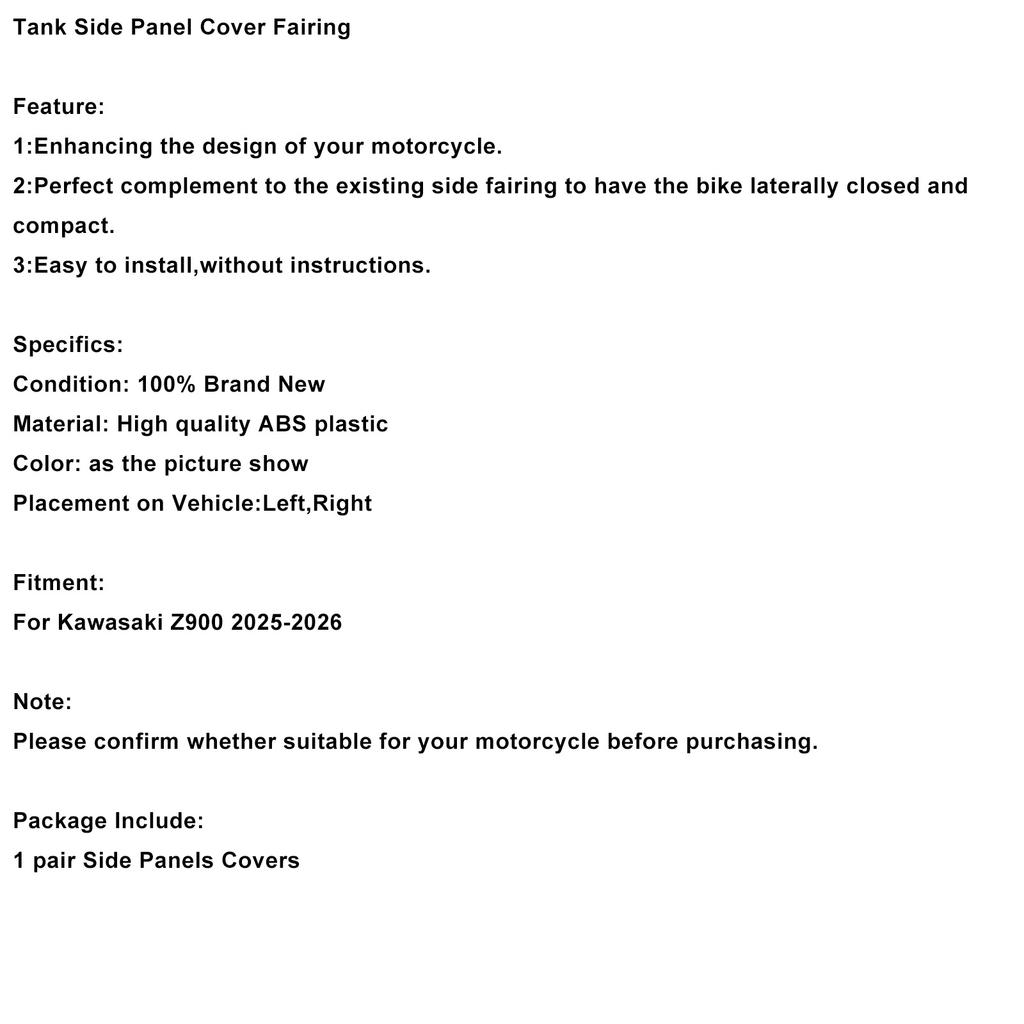 Tank Side Cover Panel Fairing For Kawasaki Z900 2025-2026