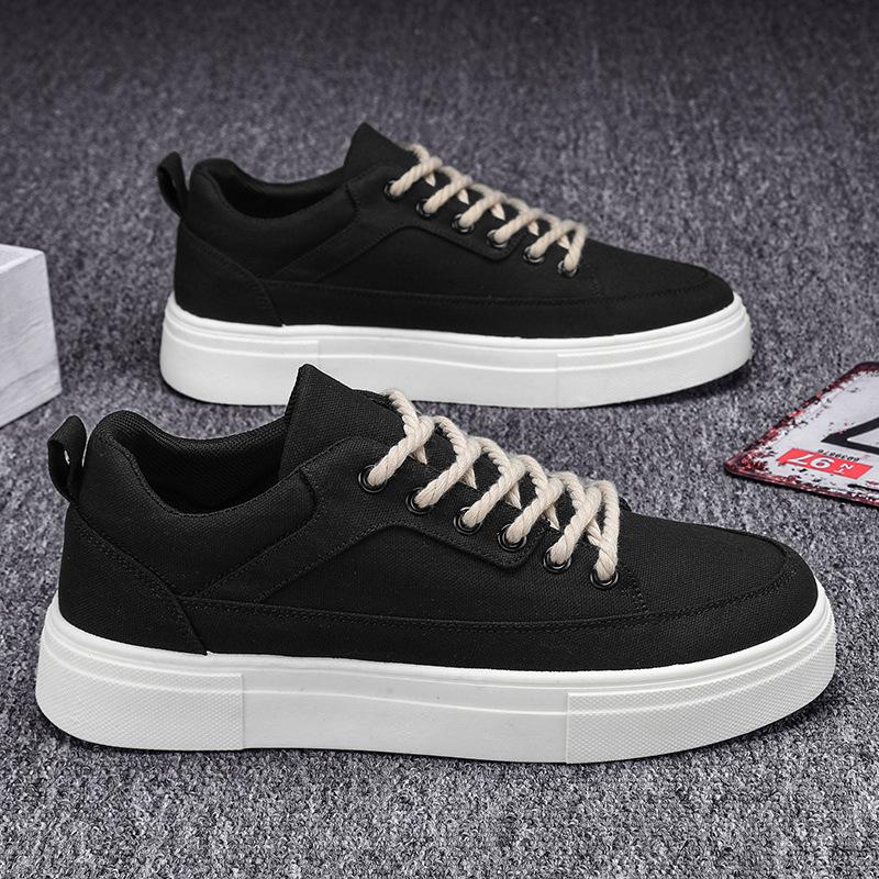 Мужская обувь из парусины 2024 года, новая осенняя спортивная и досуговая универсальная студенческая обувь, мягкая подошва, черная тканевая обувь, нишевая модная обувь