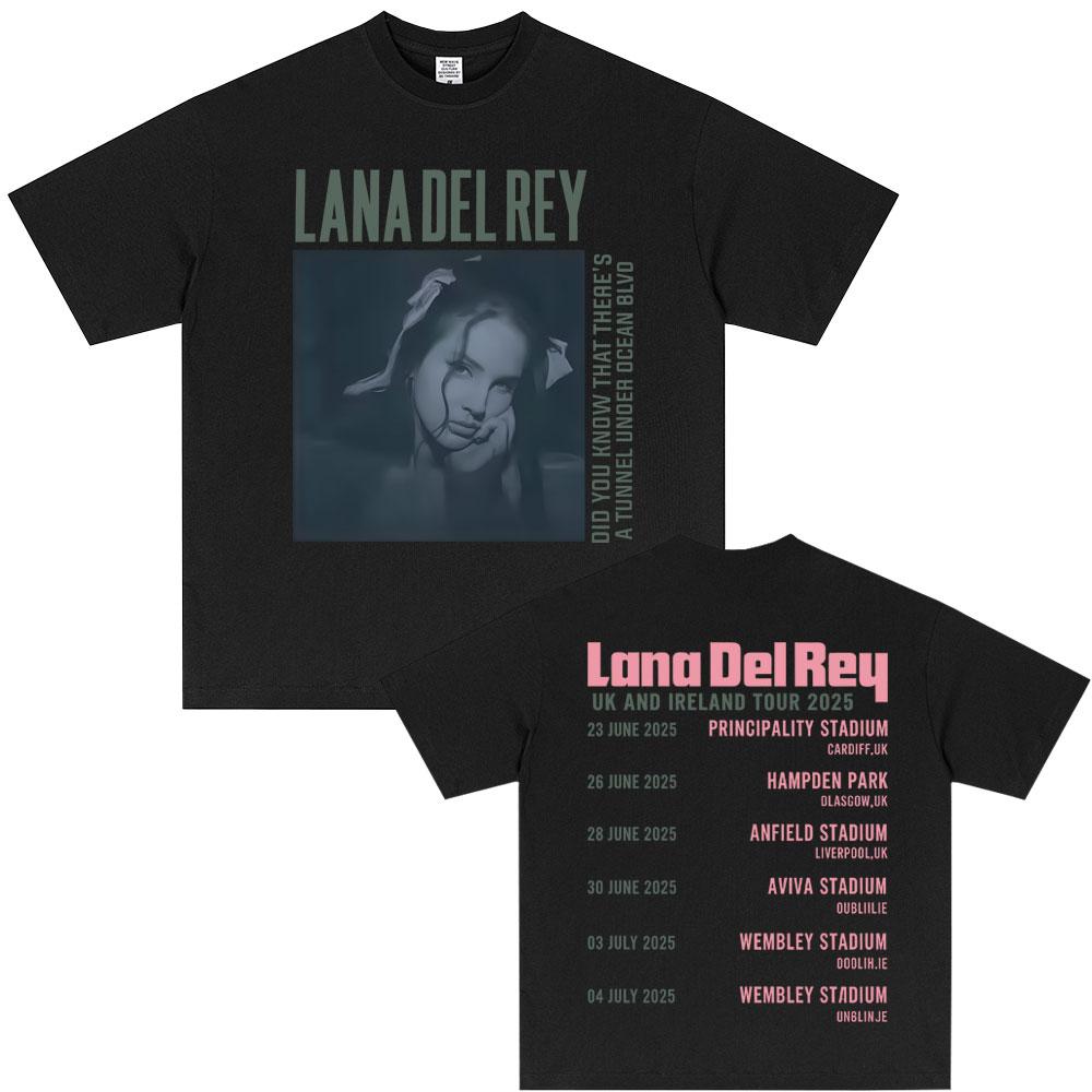 Lana Del Rey UK and Ireland Tour 2026 Tshirt Men Women Hip Hop Fashion Trend Short Sleeve T Shirts Summer Unisex Pop Streetwear