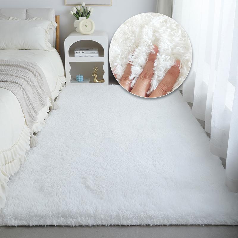 Белый пушистый плюшевый ковер - Мягкая и пушистая ткань для спальни, гостиной и ванной комнаты