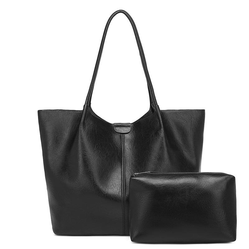 2025 new retro simple tote bag versatile shoulder handbag large capacity commuter mother and child bag