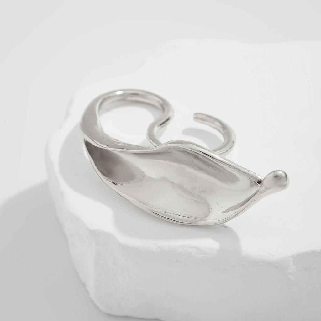 Кольца в форме листьев из металла для женщин и мужчин, винтажное панк-золото-серебряное регулируемое кольцо с отверстием, матовое, 2024, подарочные ювелирные изделия