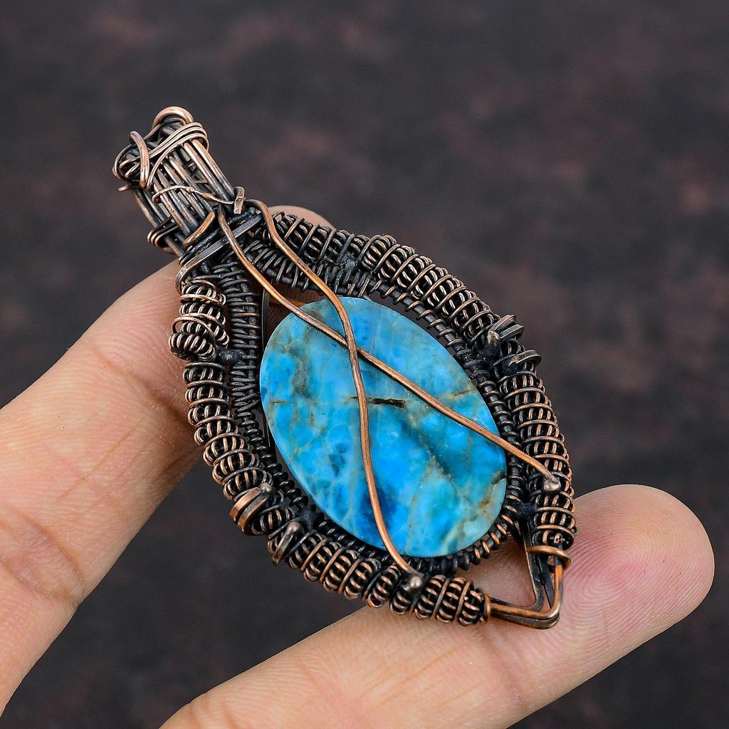 Неоново-апатитовый кулон, ювелирные изделия из медной проволоки, кулон ручной работы, кулон из медной проволоки, кулон с лунным камнем, изысканные ювелирные изделия из драгоценных камней, подарок для нее