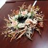 Cream Coffee Color Wreath for Front Door Handmade Artificial Floral Wreath with Bright Blooms and Foliages for Decors