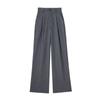 Women Fashion Solid Pleated Front Zipper Wide Leg Pants Vintage High Waist Full Length Female Chic Lady Trousers