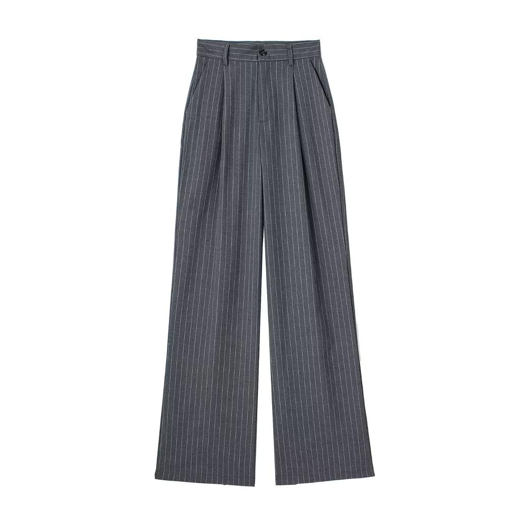 Women Fashion Solid Pleated Front Zipper Wide Leg Pants Vintage High Waist Full Length Female Chic Lady Trousers