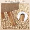 Ottoman footstool, upholstered fabric seat, wooden legs, 27 x 27 x 26 cm, light brown