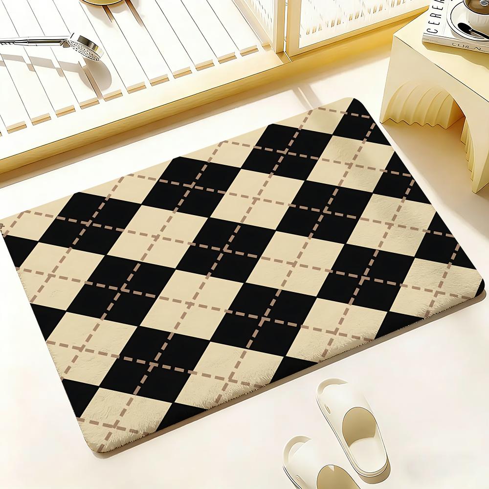 ins lattice Floor Mat Bedroom Living Room Flannel Door Mat Non-Slip Home Decor