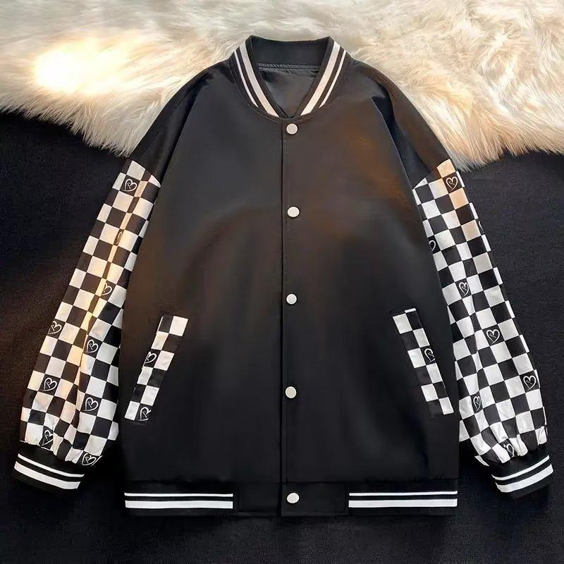 Vintage American Street Style Baseball Jacket for Men - Spring/Autumn High Street Design, Couple Outerwear