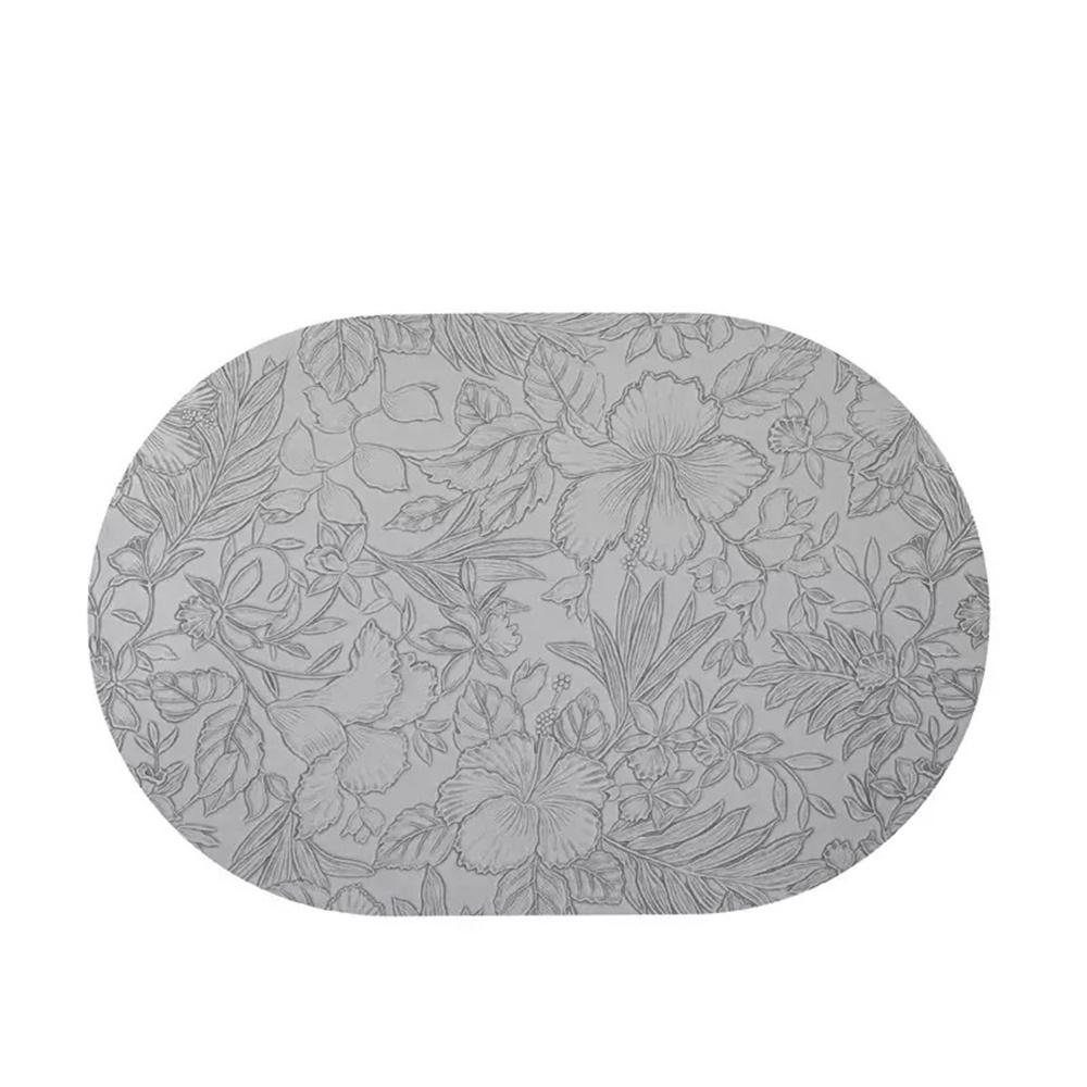 European-style Oval Leather Double-sided Embossed and Carved Placemats, Suitable for Multiple Settings, Waterproof, Heat-resista