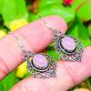 Rose Quartz Gemstone Handmade 925 Sterling Silver Jewelry Earring 1.69" G8g02