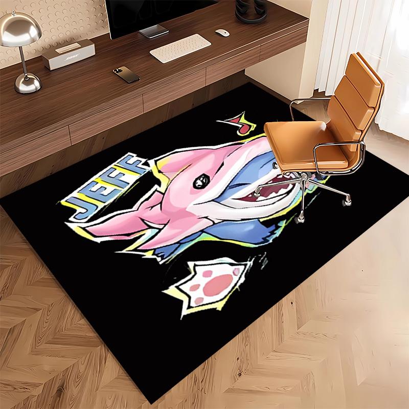 1pc Jeff the Land Shark2 Print Area Rug - Soft, Washable Non-Slip Indoor Mat, Living Room, Home Office Decorative Rug,Office Decorative