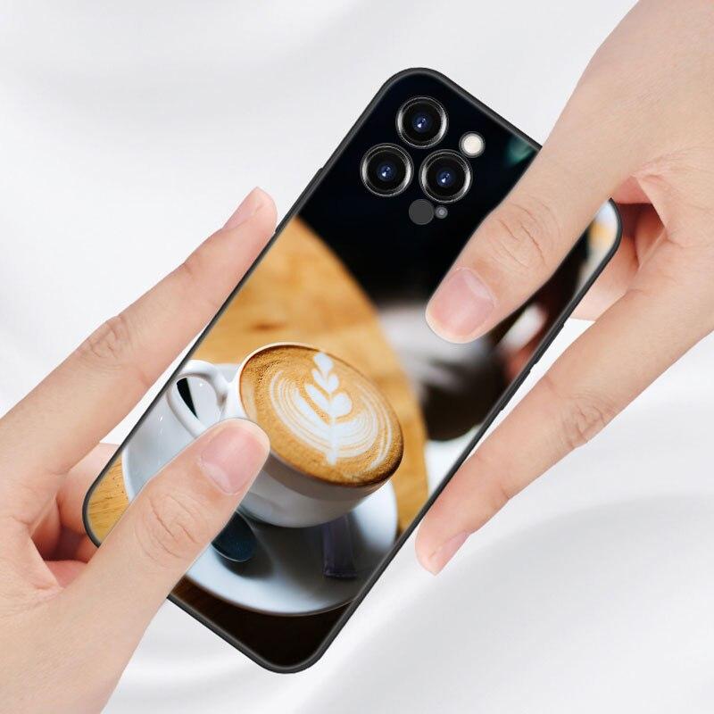 Чехол для телефона с чашкой кофе и вина для Apple iPhone 13 12 Mini 11 Pro XS Max X XR 8 7 6S 6 Plus SE 2020 5S 5, мягкий черный чехол из ТПУ