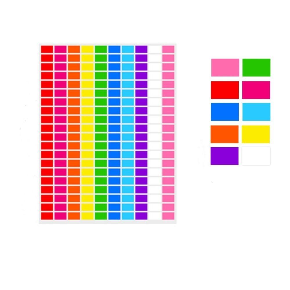 2000PCS Marking Rectangular Self-adhesive Stickers Multi-color 10 Colors Price Tags Stickers Copper Sticker Colored Labels