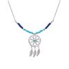 [P9259] - Silver Blue Rhodium-plated 'Boho' Silver Necklace (dreamcatcher) - 30x15 Mm