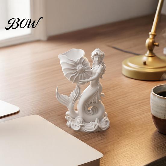 Mermaid Conch Shell Planter 3D Printed Storage Ornament, Mini Decorative Air Plant Holder Flowerpot, Creative Desktop Organizer for Home Office Decor