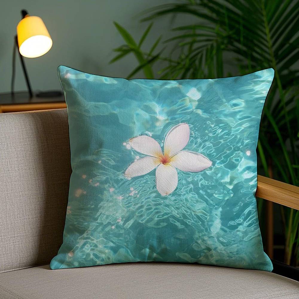Blue Green Ocean Print Pattern Pillow Case Anti-dustmite Pillowcase Invisible Zipper Silky Short Plush Sofa Cushion Cover
