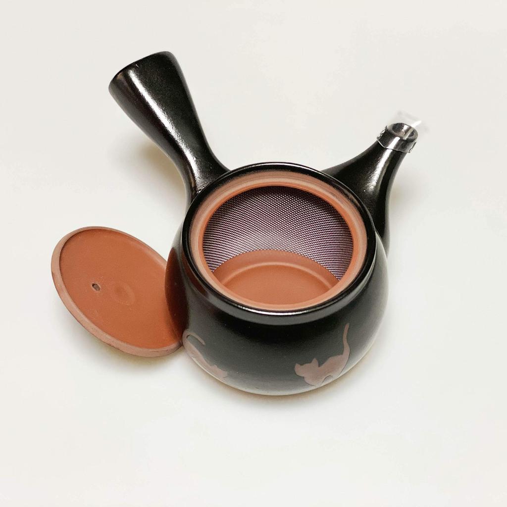 Cat Teapot Tokoname Ware Parent Kitten Black 270ml Obi Net Tea Japan Souvenir Gift Present -