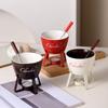 Fondue Pots Set with Fork for Chocolate,Cheese,Candy,Appetizer Tealight Porcelain Melting Pots Ceramic Butter Warmers Set