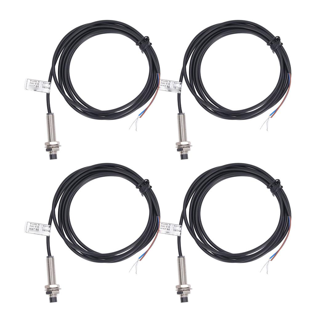 4 комплекта 8-миллиметровых датчиков приближения, индуктивных бесконтактных переключателей NPN, 2 провода, нормально замкнутый контакт, 6?36 В постоянного тока 2 мм Обнаружение