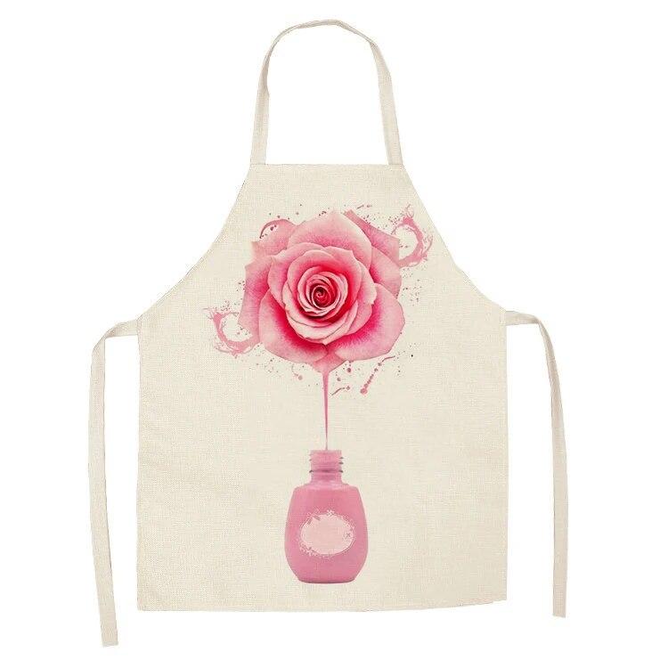Sleeveless Linen Apron Men and Women Household Cleaning Tools Apron Nail Polish Ladies Perfume Printing Kitchen Apron