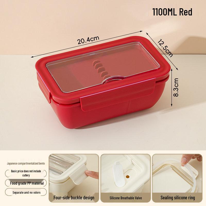 Microwaveable Japanese Bento Box for Office & Students - Fresh-Keeping, With Spoon & Chopsticks, Convenient Compartmented Lunch Box
