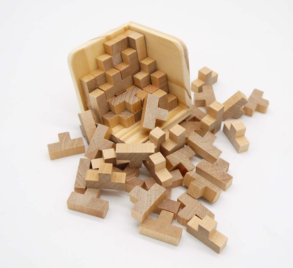Честный магазин Tetris Cube Puzzle Деревянный пазл Tetris Puzzle Puzzle 3D Puzzle 3D Puzzle Игра-головоломка для взрослых Сложная тренировка мозга 54 элемента Комбинация