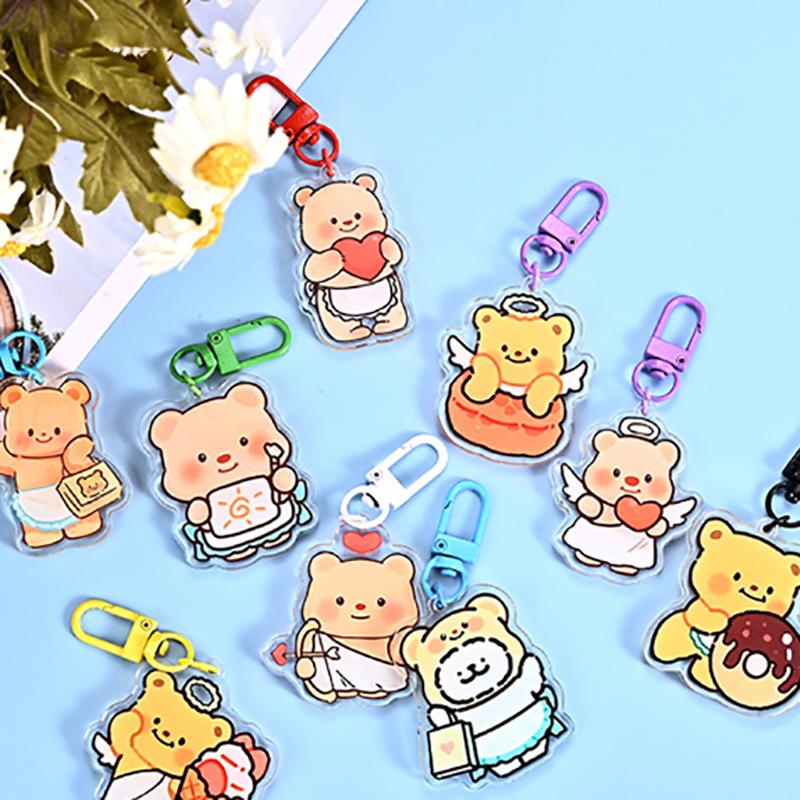 Милый мультяшный шарнирный масляный медведь акриловый кулон аниме фото брелки индивидуальные прозрачные акриловые изделия