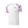 Color Block V-Neck Casual Short Sleeve T-Shirt Unisex Tops Standard-White AAYV157-2
