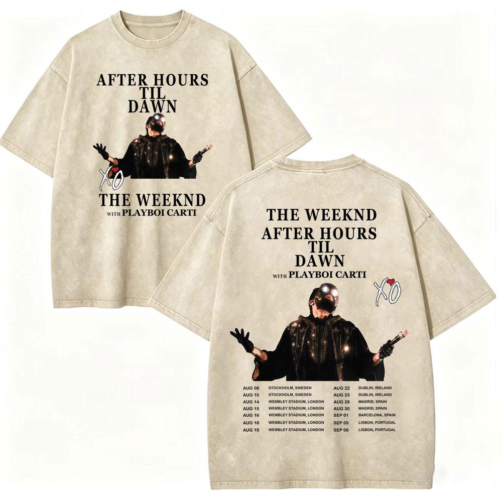 Vintage Washed Rapper The Weeknd Merch Tshirt After Hours Til Dawn Tour 2026 T Shirt Men Women Fashion Casual Cotton Tshirts