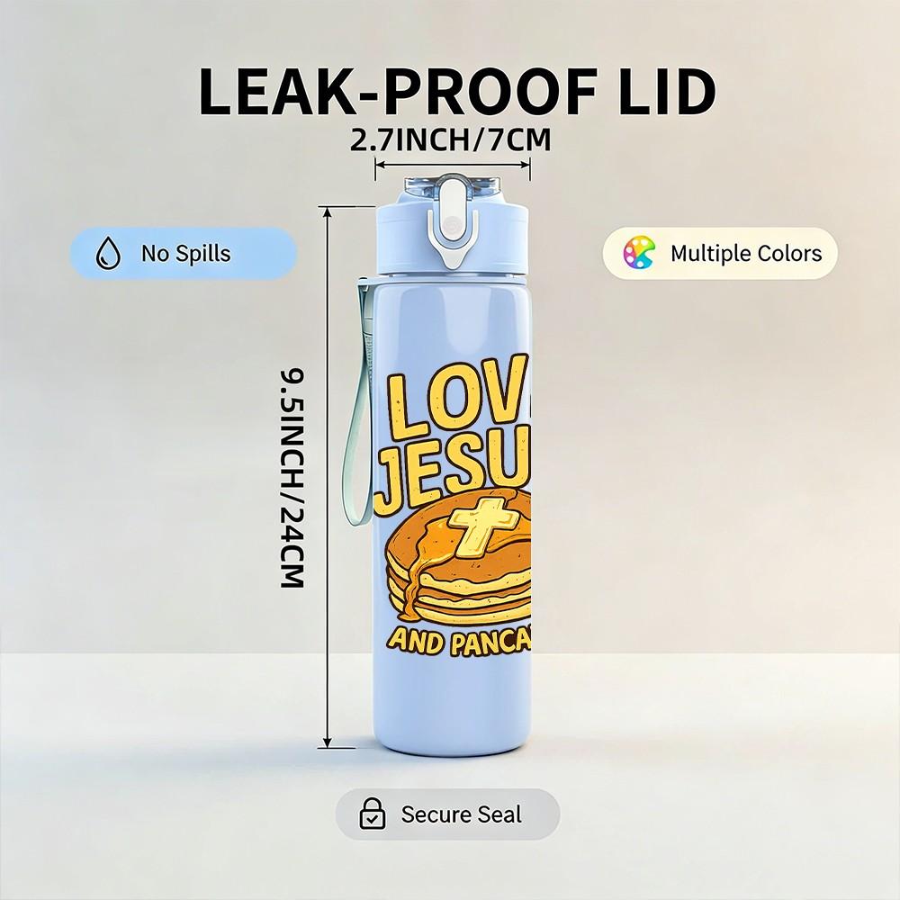 1PC I Love Jesus Faith Quote 750ml Color Plastic Sports Water Bottle Leakproof Flip Straw Lid Suitable for Sports Office Home Use