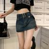 Summer Women's Denim Short Skirt Spice Girls Package Hip Skirt Casual High-Waisted Anti-Walking Pants Skirt A-line Half-body Ultra Short Skirt