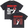 Washed Vintage Punk Band Green Day  World Tour T Shirts Men Retro Gothic Rock Tshirt Male Cotton Casual Oversized Tshirts