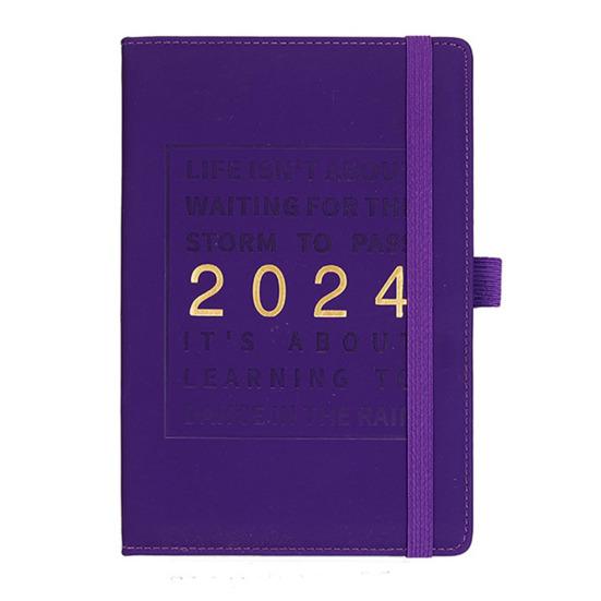 Faux Leather Cover 2024 Planner Notebook 12 Monthly Weekly Agenda Notebook with Elastic Closure Pen Loop Series