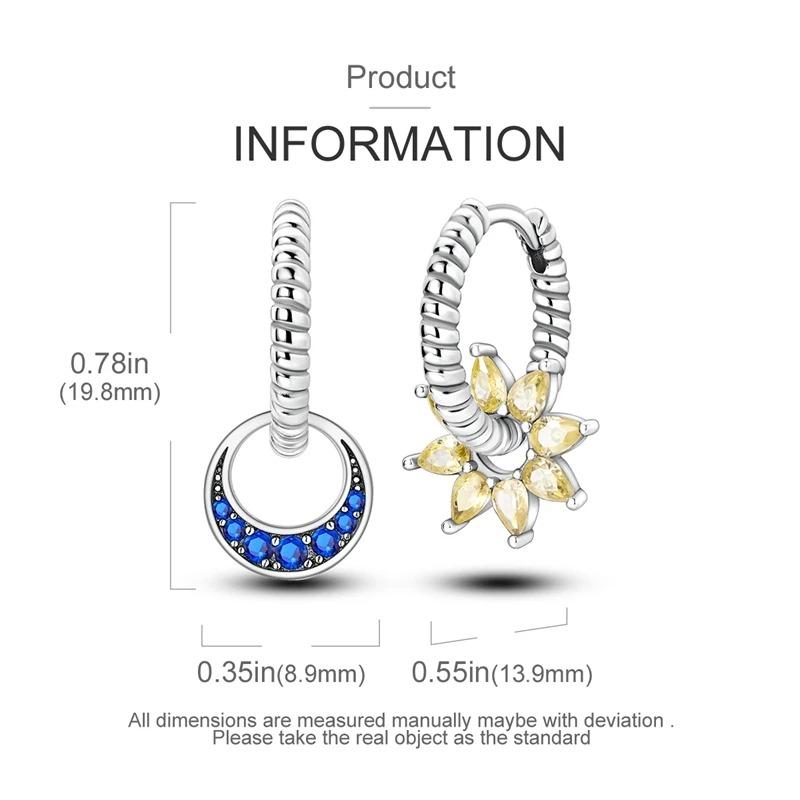New 925 Sterling Silver Star Moon Earrings for Women Sparkling Zircon Ear Studs Luxury Romantic Fine Jewelry Gift for Girl