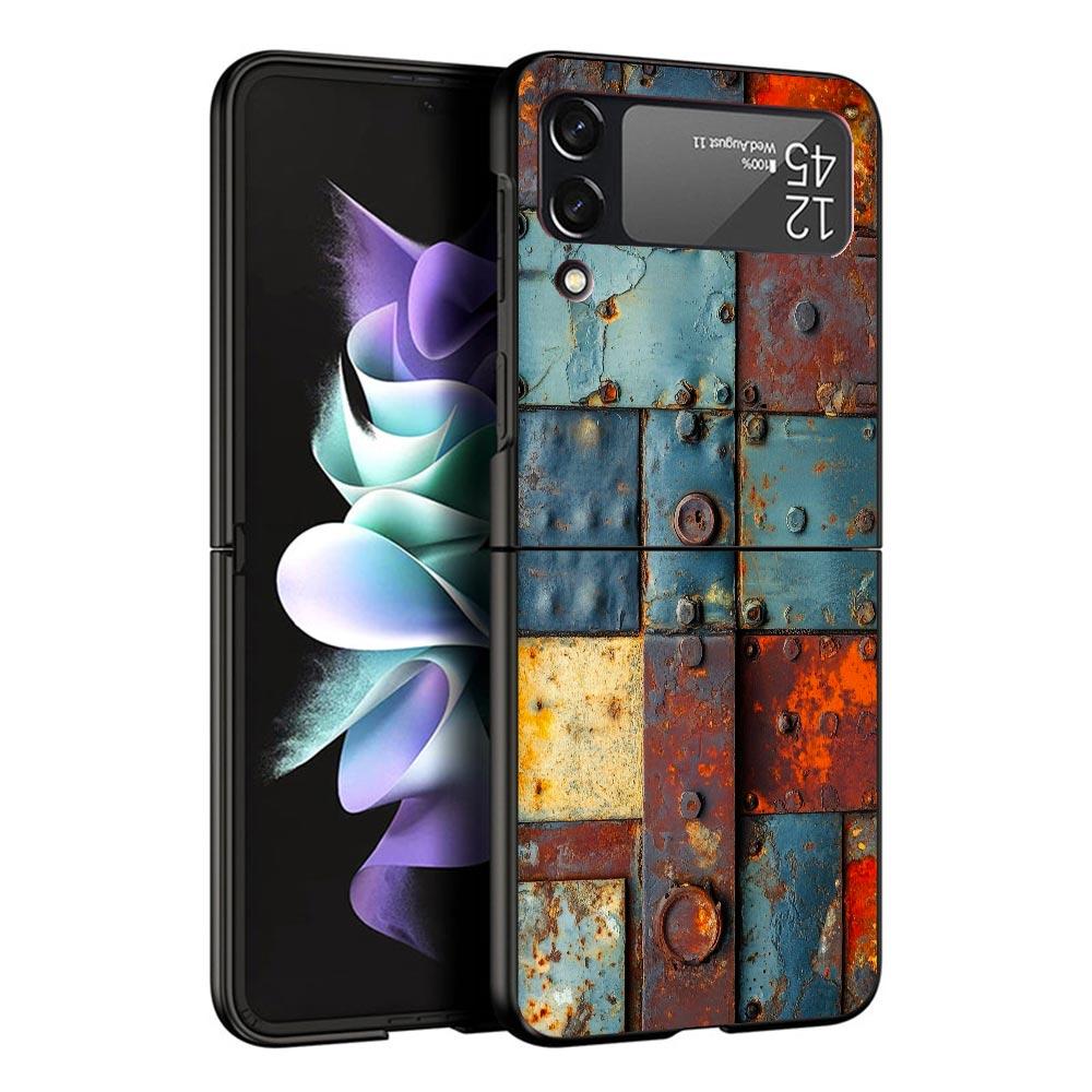 Vintage Industrial Style Rusty Pattern Case For Samsung Galaxy Z Flip 7 6 5 4 3 z Flip7 Flip6 Flip5 Flip4 5G Phone Cover Flip3 F