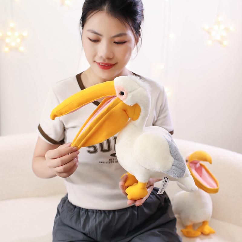 New Cartoon Pelican Plush Toys Realistic White Pelican Stuffed Bird Animal Soft Dolls Promotional Cheap Christmas Birthday Gifts