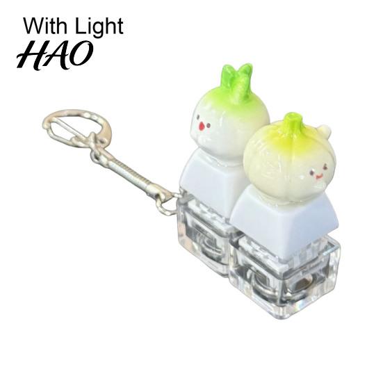 Backpack Hanging Decor Vegetable Fidget Keyboard with LED Light, Stress Relief Clicker Keychain Anxiety Tool for Backpack, Portable Mechanical Keycap