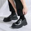 Men Loafer Dress Elevator Shoes Height Increase Classic Leather Thick Sole Creepers Platform Shoes