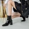 Модные женские лакированные ботильоны с боковой молнией, эластичные, на среднем каблуке, большие размеры, короткие ботинки, модная обувь с острым носком, Botas De Mujer