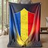 Romania Football Printed Flannel Blanket Skin Friendly Warm Decorative Throw for Indoor Couch Bed Daily Use