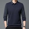 Men Fall Spring Shirt Turn-down Collar Fake Two-piece Patchwork Sweater Plus Size Striped Button Formal Business Style Men Office Top