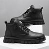 Fashion Men Leather Boots Outdoor Waterproof  Anti-slip Platform Work Shoes Men High Top Ankle Boot Boot Trend Climbing Shoe Plus Spring