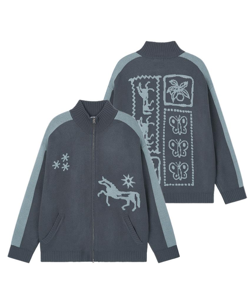 GRAVER [Unisex] Fantasy Knit Zip-Up_2 Colors