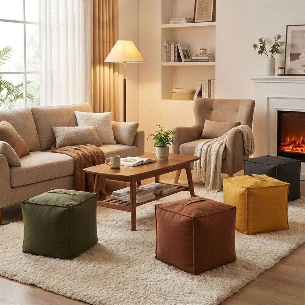 No Filling Seat Cushion Cover Large Capacity Sofa Stool Cover Comfortable Storage Stool Lazy Couch