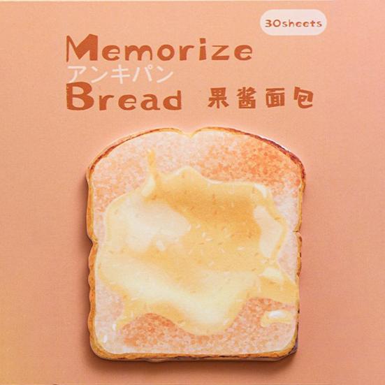 Наклейки для заметок в форме хлеба, 30 листов, дизайн буханки, бумага премиум-класса, клейкие заметки, гладкая поверхность